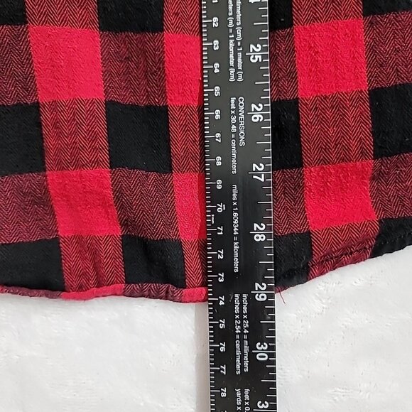 Faded Glory Mens Buffalo Plaid Flannel Shirt Long Sleeve Red & Black Size Med - Picture 9 of 12